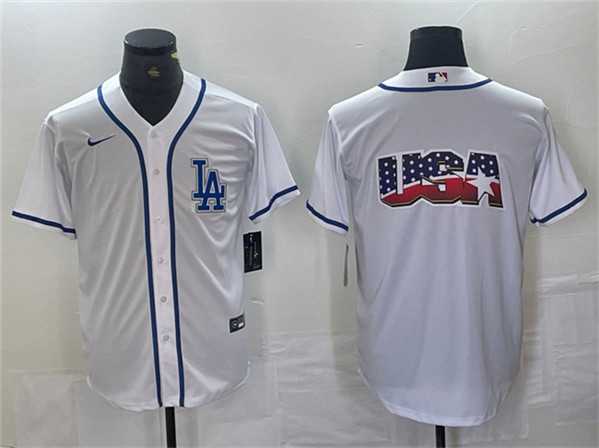 Men%27s Los Angeles Dodgers Team Big Logo White Cool Base Stitched Baseball Jersey->los angeles dodgers->MLB Jersey